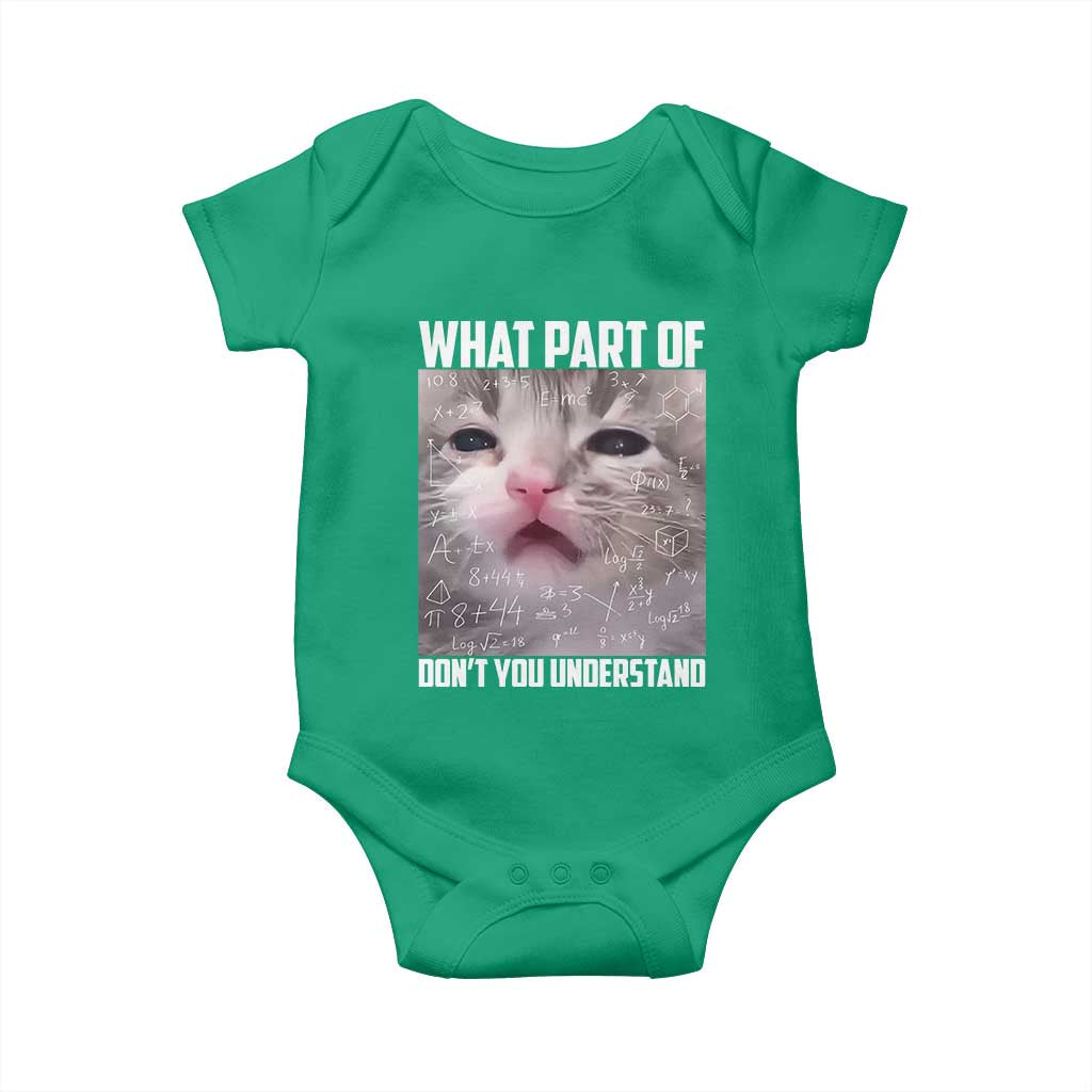 Funny Math Cat Lover Baby Onesie What Part Of Do Not You Understand TS14 Irish Green Print Your Wear