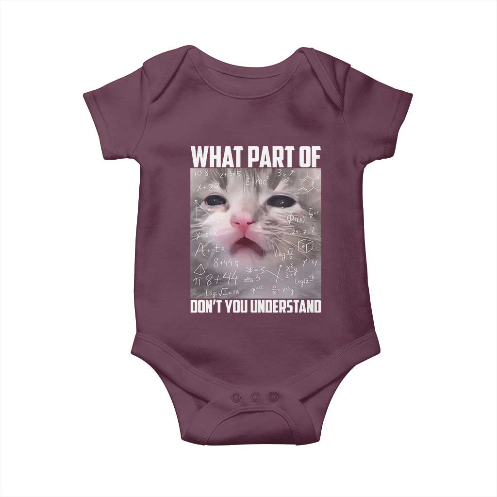 Funny Math Cat Lover Baby Onesie What Part Of Do Not You Understand TS14 Maroon Print Your Wear