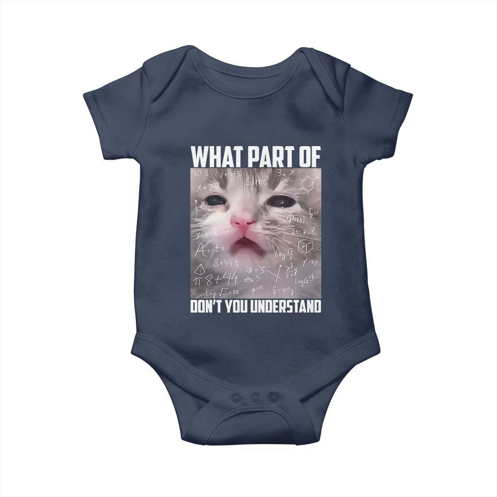 Funny Math Cat Lover Baby Onesie What Part Of Do Not You Understand TS14 Navy Print Your Wear
