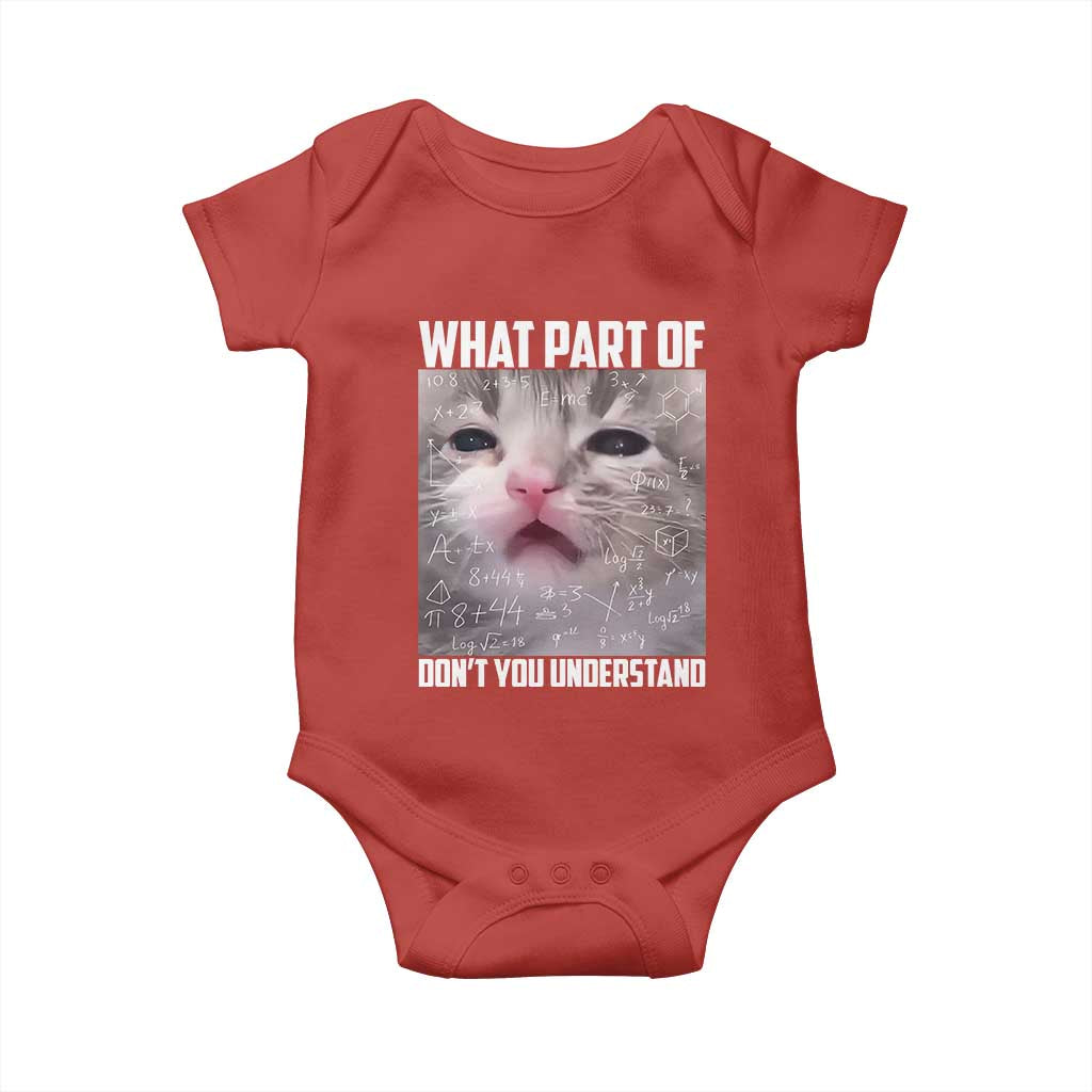 Funny Math Cat Lover Baby Onesie What Part Of Do Not You Understand TS14 Red Print Your Wear