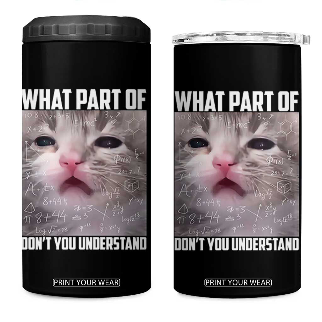 Funny Math Cat Lover 4 in 1 Can Cooler Tumbler What Part Of Do Not You Understand TS14 One Size: 16 oz Black Print Your Wear