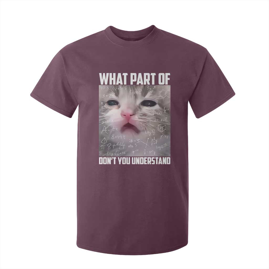 Funny Math Cat Lover T Shirt For Kid What Part Of Do Not You Understand TS14 Maroon Print Your Wear