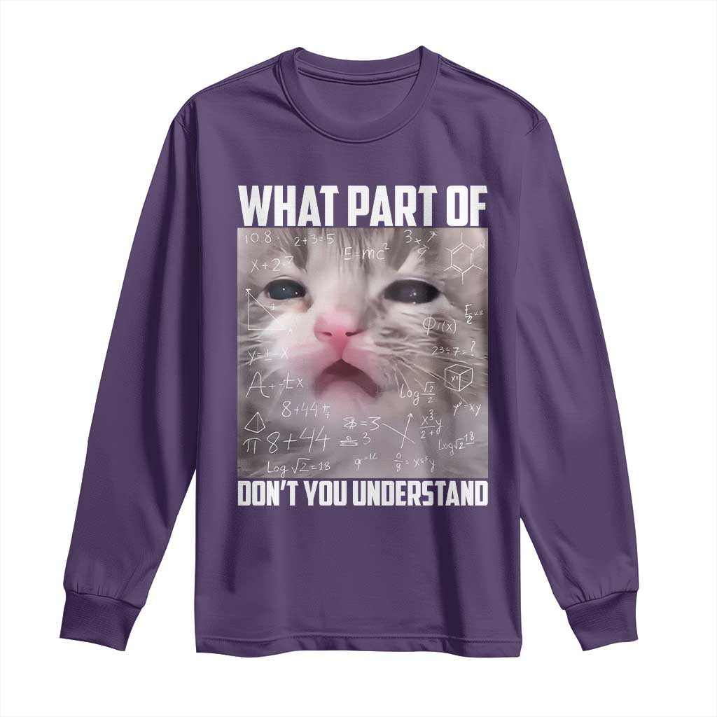 Funny Math Cat Lover Long Sleeve Shirt What Part Of Do Not You Understand TS14 Purple Print Your Wear