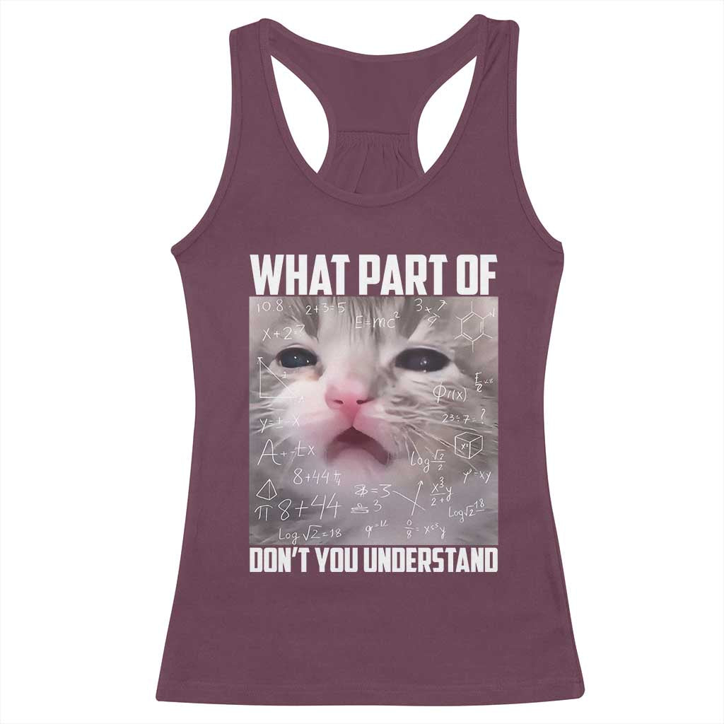Funny Math Cat Lover Racerback Tank Top What Part Of Do Not You Understand TS14 Maroon Print Your Wear