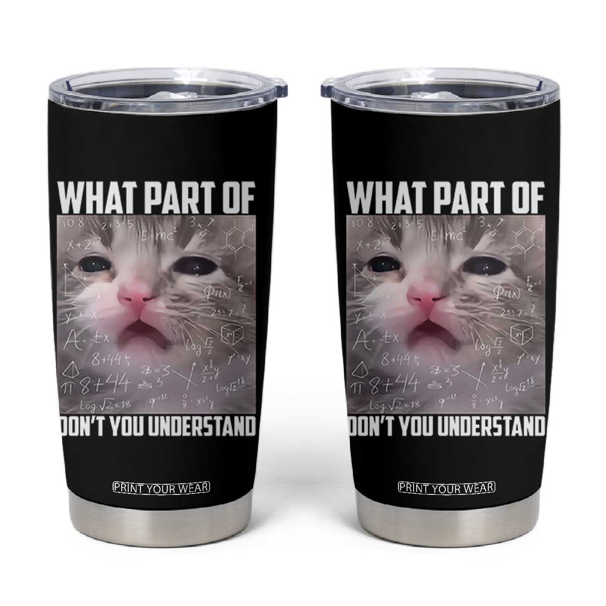 Funny Math Cat Lover Tumbler Cup What Part Of Do Not You Understand TS14 Black Print Your Wear