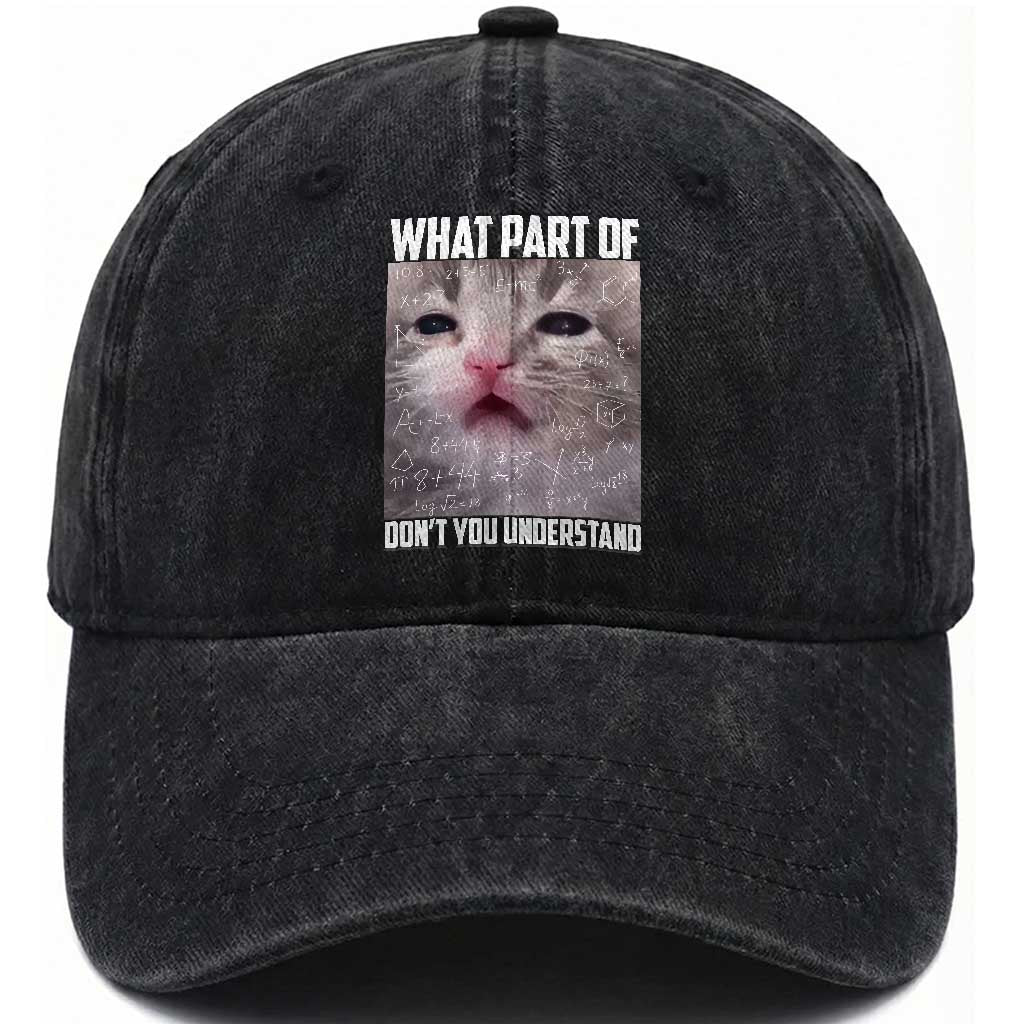 Funny Math Cat Lover Washed Cotton Baseball Cap What Part Of Do Not You Understand TS14 Washed Cap Universal Fit Black Print Your Wear