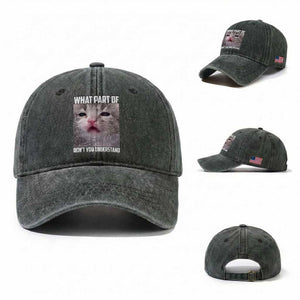 Funny Math Cat Lover Washed Cotton Baseball Cap What Part Of Do Not You Understand TS14 Washed Cap Universal Fit Dark Green Print Your Wear