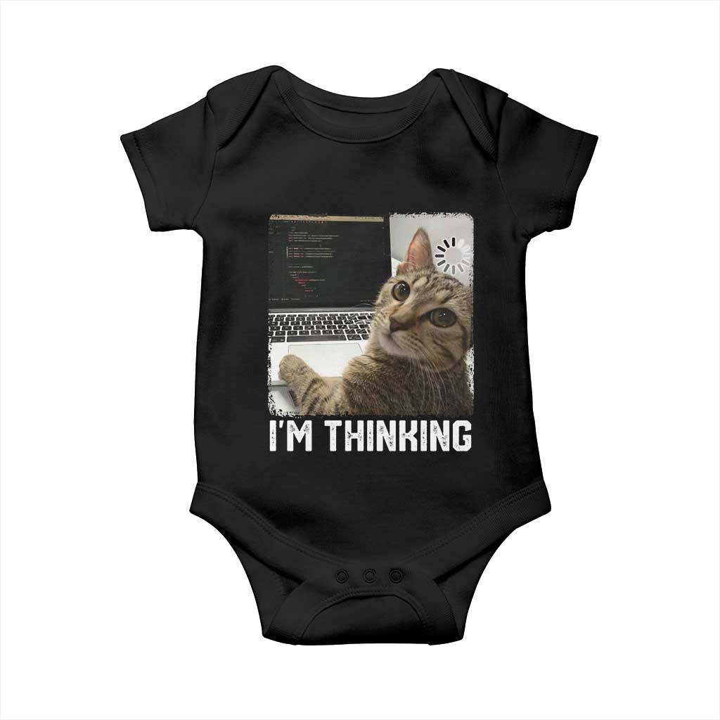 Tech Support Cat Baby Onesie I'm Thinking Funny Computer Engineer Coding Kitty TS14 Black Print Your Wear