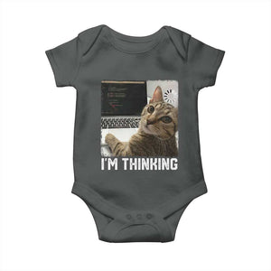 Tech Support Cat Baby Onesie I'm Thinking Funny Computer Engineer Coding Kitty TS14 Dark Heather Print Your Wear