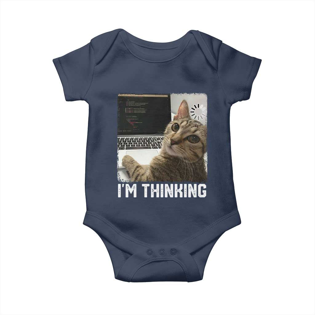 Tech Support Cat Baby Onesie I'm Thinking Funny Computer Engineer Coding Kitty TS14 Navy Print Your Wear