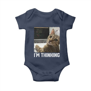 Tech Support Cat Baby Onesie I'm Thinking Funny Computer Engineer Coding Kitty TS14 Navy Print Your Wear