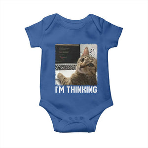 Tech Support Cat Baby Onesie I'm Thinking Funny Computer Engineer Coding Kitty TS14 Royal Blue Print Your Wear