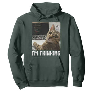 Tech Support Cat Hoodie I'm Thinking Funny Computer Engineer Coding Kitty TS14 Dark Forest Green Print Your Wear