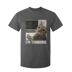 Tech Support Cat T Shirt For Kid I'm Thinking Funny Computer Engineer Coding Kitty TS14 Dark Heather Print Your Wear