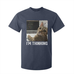 Tech Support Cat T Shirt For Kid I'm Thinking Funny Computer Engineer Coding Kitty TS14 Navy Print Your Wear