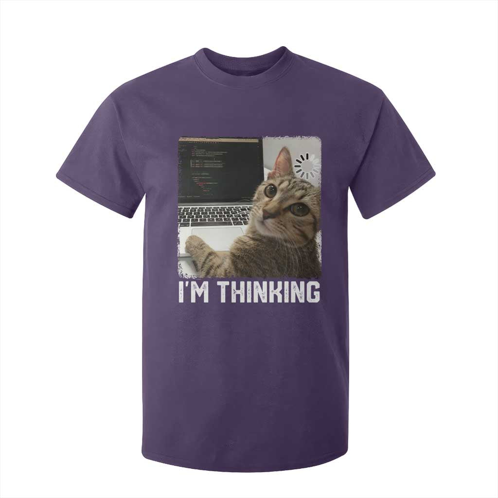 Tech Support Cat T Shirt For Kid I'm Thinking Funny Computer Engineer Coding Kitty TS14 Purple Print Your Wear