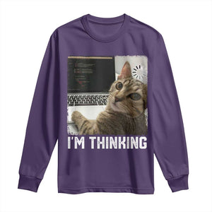 Tech Support Cat Long Sleeve Shirt I'm Thinking Funny Computer Engineer Coding Kitty TS14 Purple Print Your Wear