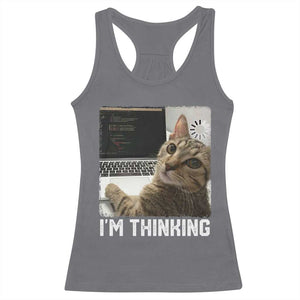 Tech Support Cat Racerback Tank Top I'm Thinking Funny Computer Engineer Coding Kitty TS14 Charcoal Print Your Wear
