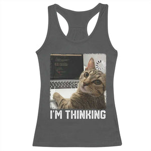 Tech Support Cat Racerback Tank Top I'm Thinking Funny Computer Engineer Coding Kitty TS14 Dark Heather Print Your Wear