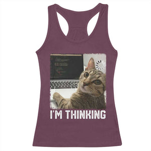 Tech Support Cat Racerback Tank Top I'm Thinking Funny Computer Engineer Coding Kitty TS14 Maroon Print Your Wear