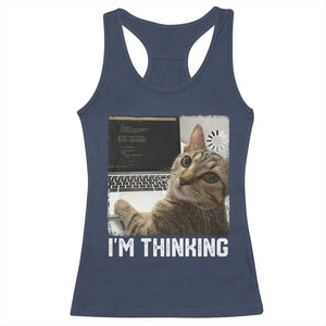 Tech Support Cat Racerback Tank Top I'm Thinking Funny Computer Engineer Coding Kitty TS14 Navy Print Your Wear