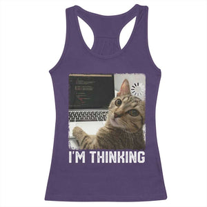 Tech Support Cat Racerback Tank Top I'm Thinking Funny Computer Engineer Coding Kitty TS14 Purple Print Your Wear