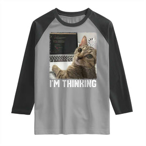 Tech Support Cat Raglan Shirt I'm Thinking Funny Computer Engineer Coding Kitty TS14 Sport Gray Black Print Your Wear