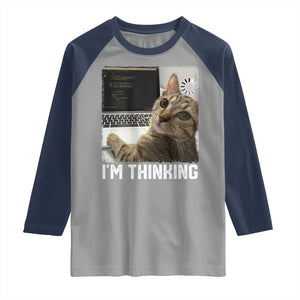 Tech Support Cat Raglan Shirt I'm Thinking Funny Computer Engineer Coding Kitty TS14 Sport Gray Navy Print Your Wear