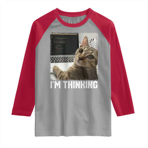 Tech Support Cat Raglan Shirt I'm Thinking Funny Computer Engineer Coding Kitty TS14 Sport Gray Red Print Your Wear