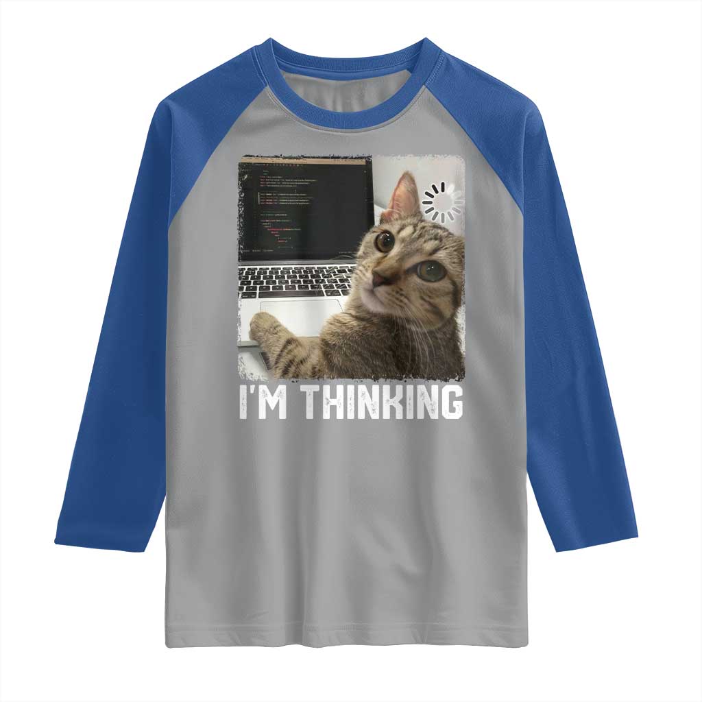 Tech Support Cat Raglan Shirt I'm Thinking Funny Computer Engineer Coding Kitty TS14 Sport Gray Royal Print Your Wear