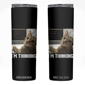 Tech Support Cat Skinny Tumbler I'm Thinking Funny Computer Engineer Coding Kitty TS14 Black Print Your Wear
