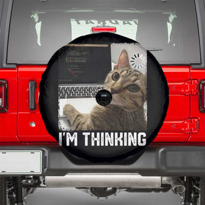 Tech Support Cat Spare Tire Cover I'm Thinking Funny Computer Engineer Coding Kitty TS14 Black Print Your Wear