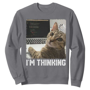 Tech Support Cat Sweatshirt I'm Thinking Funny Computer Engineer Coding Kitty TS14 Charcoal Print Your Wear