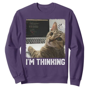 Tech Support Cat Sweatshirt I'm Thinking Funny Computer Engineer Coding Kitty TS14 Purple Print Your Wear