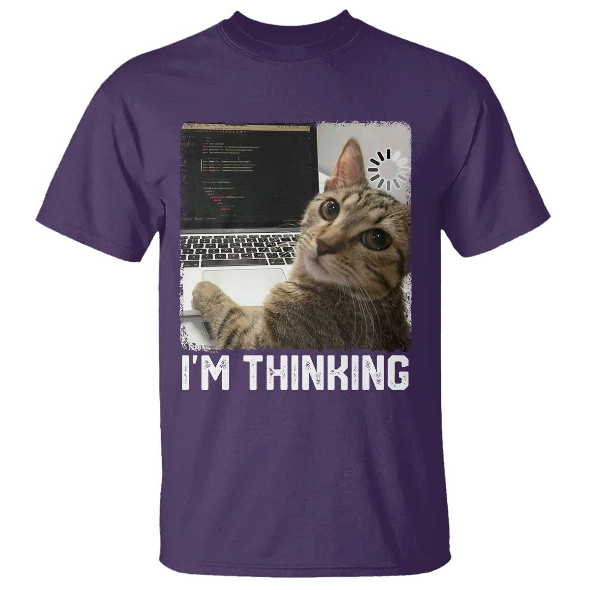 Tech Support Cat T Shirt I'm Thinking Funny Computer Engineer Coding Kitty TS14 Purple Print Your Wear