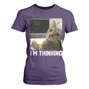 Tech Support Cat T Shirt For Women I'm Thinking Funny Computer Engineer Coding Kitty TS14 Purple Print Your Wear