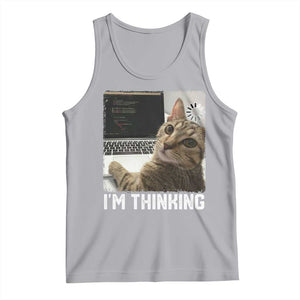Tech Support Cat Tank Top I'm Thinking Funny Computer Engineer Coding Kitty TS14 Athletic Heather Print Your Wear
