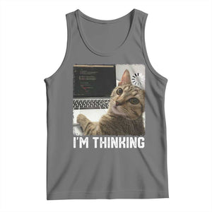 Tech Support Cat Tank Top I'm Thinking Funny Computer Engineer Coding Kitty TS14 Black Heather Print Your Wear