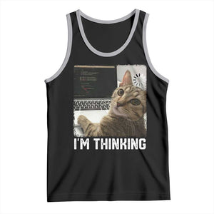 Tech Support Cat Tank Top I'm Thinking Funny Computer Engineer Coding Kitty TS14 Black Athletic Heather Print Your Wear