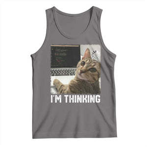 Tech Support Cat Tank Top I'm Thinking Funny Computer Engineer Coding Kitty TS14 Deep Heather Print Your Wear
