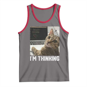 Tech Support Cat Tank Top I'm Thinking Funny Computer Engineer Coding Kitty TS14 Deep Heather Red Print Your Wear
