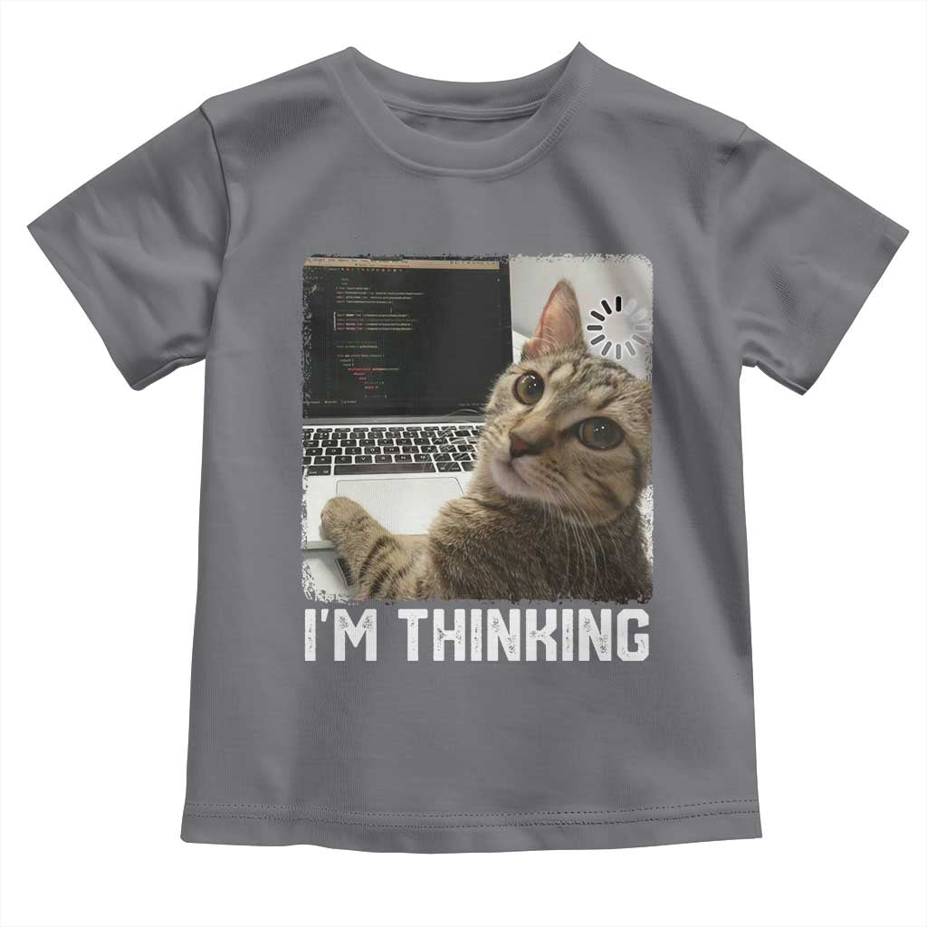 Tech Support Cat Toddler T Shirt I'm Thinking Funny Computer Engineer Coding Kitty TS14 Charcoal Print Your Wear