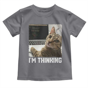 Tech Support Cat Toddler T Shirt I'm Thinking Funny Computer Engineer Coding Kitty TS14 Charcoal Print Your Wear