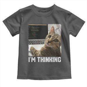 Tech Support Cat Toddler T Shirt I'm Thinking Funny Computer Engineer Coding Kitty TS14 Dark Heather Print Your Wear