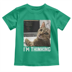 Tech Support Cat Toddler T Shirt I'm Thinking Funny Computer Engineer Coding Kitty TS14 Irish Green Print Your Wear