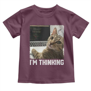 Tech Support Cat Toddler T Shirt I'm Thinking Funny Computer Engineer Coding Kitty TS14 Maroon Print Your Wear