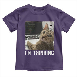 Tech Support Cat Toddler T Shirt I'm Thinking Funny Computer Engineer Coding Kitty TS14 Purple Print Your Wear
