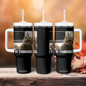Tech Support Cat Tumbler With Handle I'm Thinking Funny Computer Engineer Coding Kitty TS14 Print Your Wear