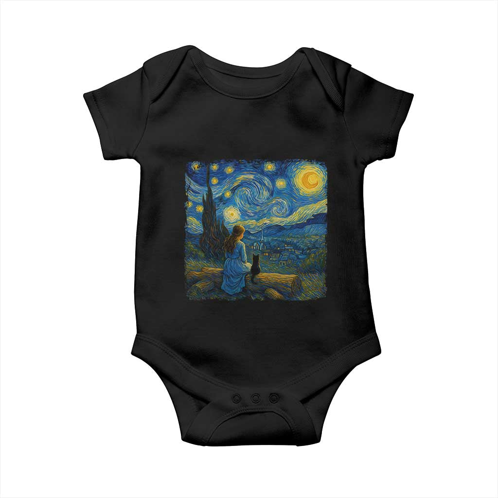 Cute Cat Starry Night Baby Onesie Kitty Lovers TS14 Black Print Your Wear