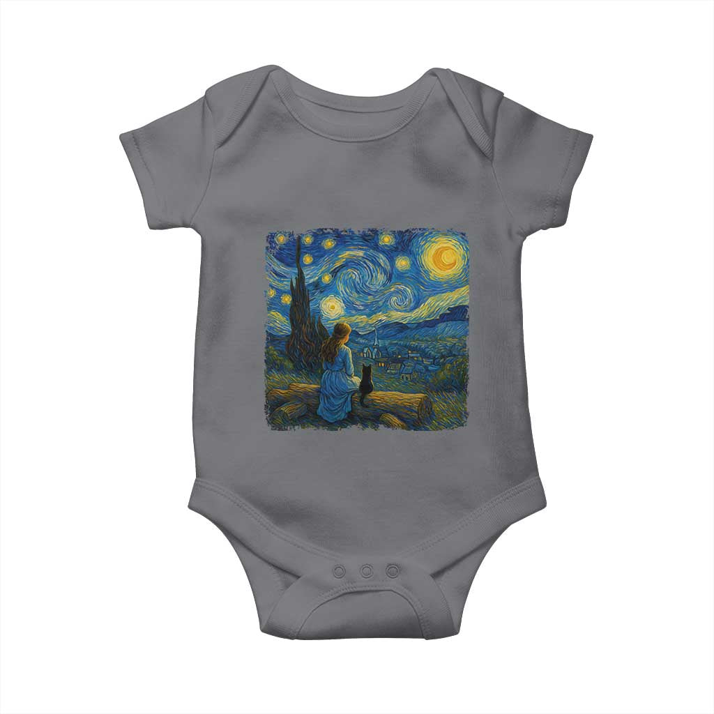 Cute Cat Starry Night Baby Onesie Kitty Lovers TS14 Charcoal Print Your Wear